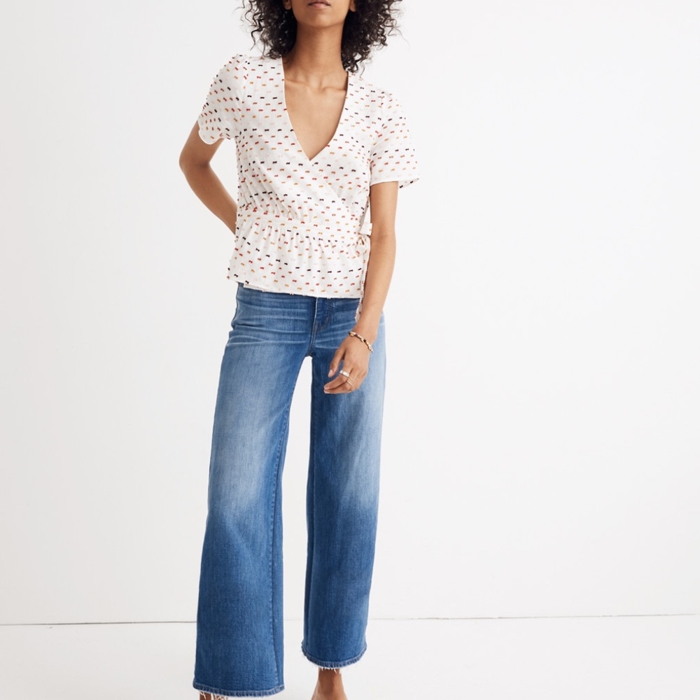 NWT $80 Madewell Ruffle Hem Wrap Top White - Picture 3 of 7